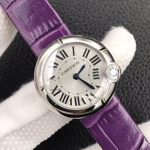 BALLON BLANC DE CARTIER QUARZO CASSA IN ACCIAIO PELLE VIOLA 