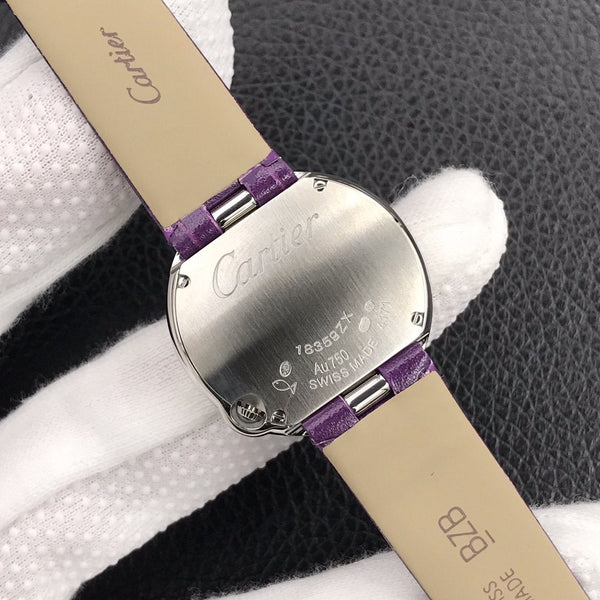 BALLON BLANC DE CARTIER QUARZO CASSA IN ACCIAIO PELLE VIOLA 