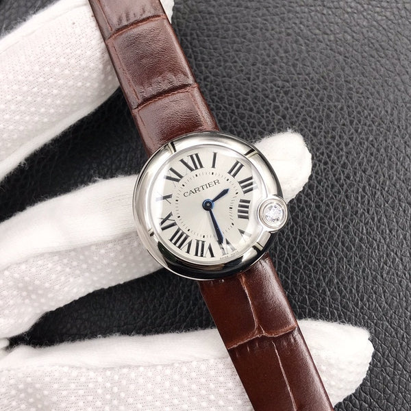 BALLON BLANC DE CARTIER QUARZO CASSA IN ACCIAIO PELLE MARRONE 