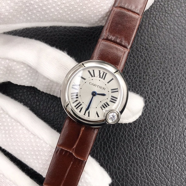 BALLON BLANC DE CARTIER QUARZO CASSA IN ACCIAIO PELLE MARRONE 