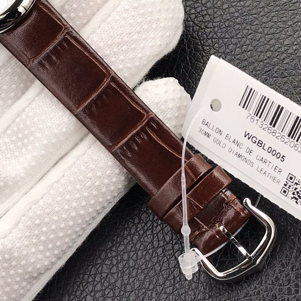 BALLON BLANC DE CARTIER QUARZO CASSA IN ACCIAIO PELLE MARRONE 