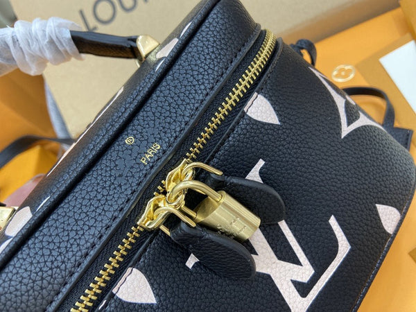VANITY PM 19 CM NERO BIANCO MONOGRAMMA PELLE STAMPATA 