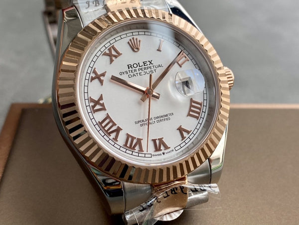 DATEJUST II GOLD STEEL WHITE DIAL ARABIC NUMERALS OYSTER BRACELET