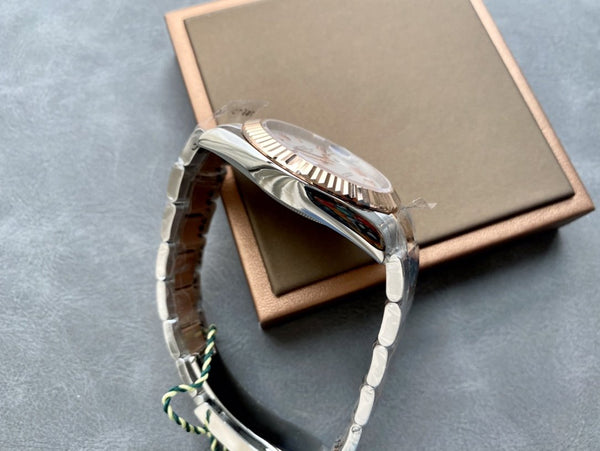 DATEJUST II GOLD STEEL WHITE DIAL ARABIC NUMERALS OYSTER BRACELET