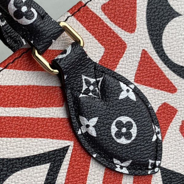 LV CRAFTY ONTHEGO GM TELA GIGANTE CON MONOGRAMMA CREMA E ROSSO