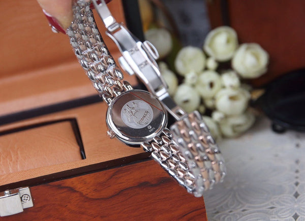 DEVILLE LADYMATIC 29MM TWO TONE BLUE DIAL DIAMOND BEZEL