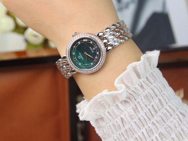 DEVILLE LADYMATIC 29MM TWO TONE BLUE DIAL DIAMOND BEZEL