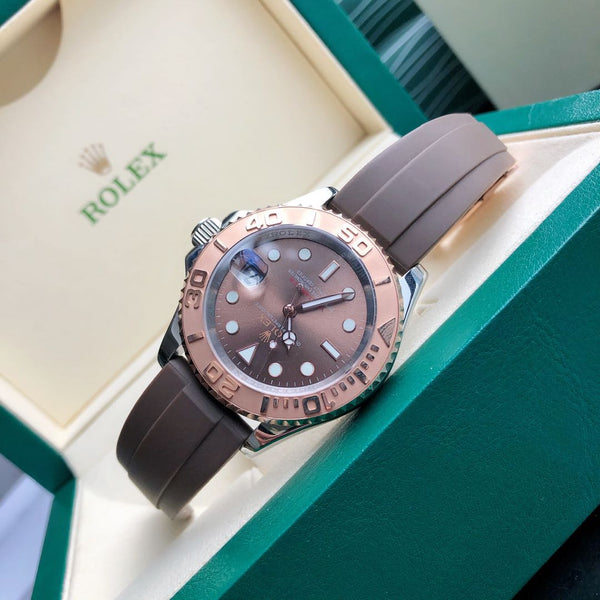 YACHT-MASTE EVEROSE GOLD BROWN DIAL RUBBER