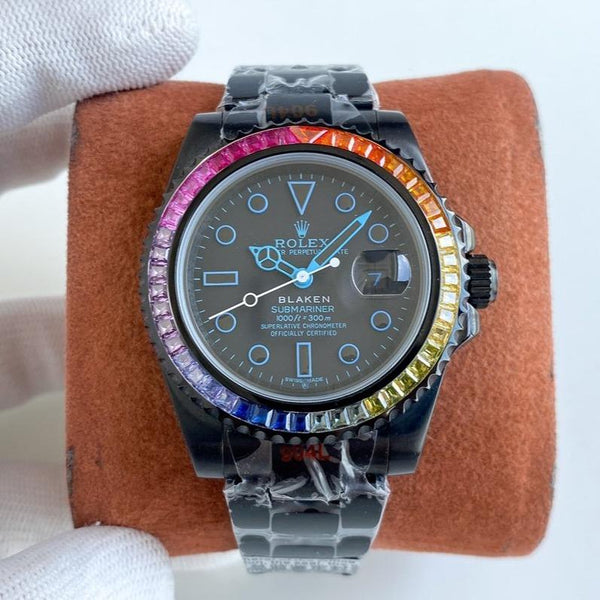 SUBMARINER DATE 40 CUSTOM RAINBOW BLACK BLUE LIMITED EDITION