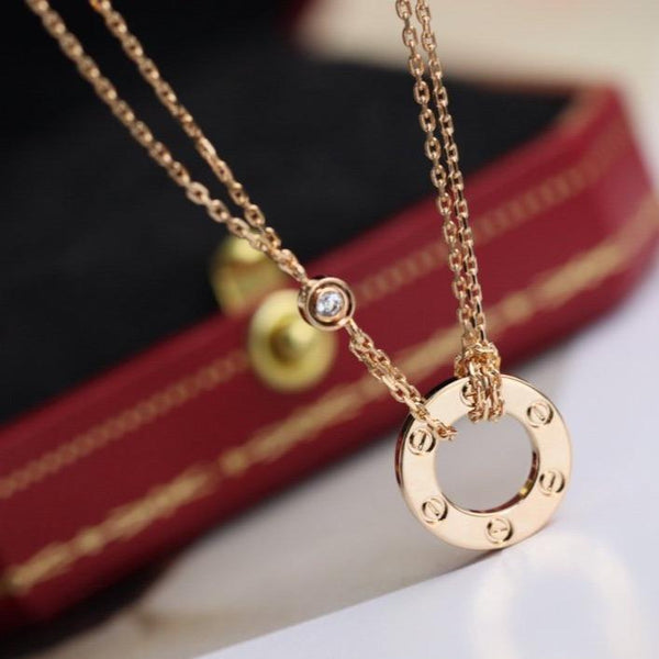 COLLANA LOVE REGOLABILE ORO ROSA 2 DIAMANTI 