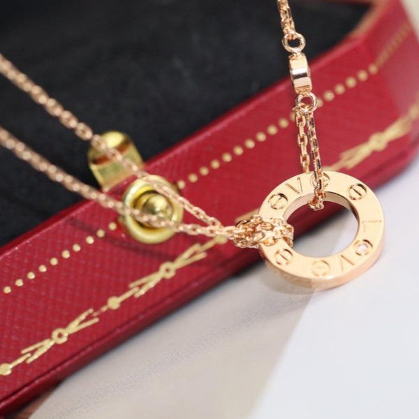 COLLANA LOVE REGOLABILE ORO ROSA 2 DIAMANTI 