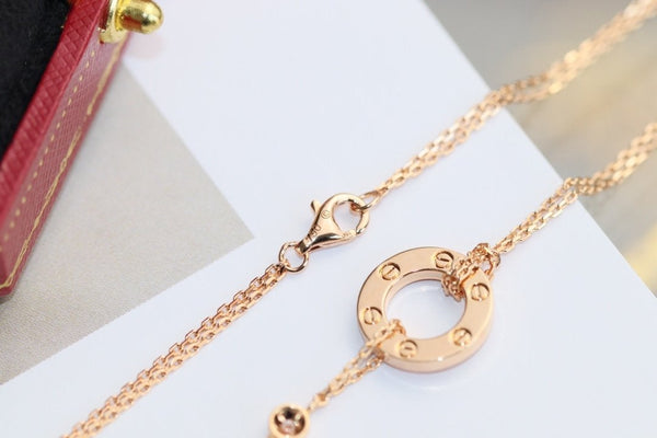 COLLANA LOVE REGOLABILE ORO ROSA 2 DIAMANTI 