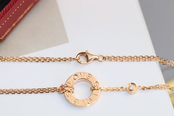 COLLANA LOVE REGOLABILE ORO ROSA 2 DIAMANTI 