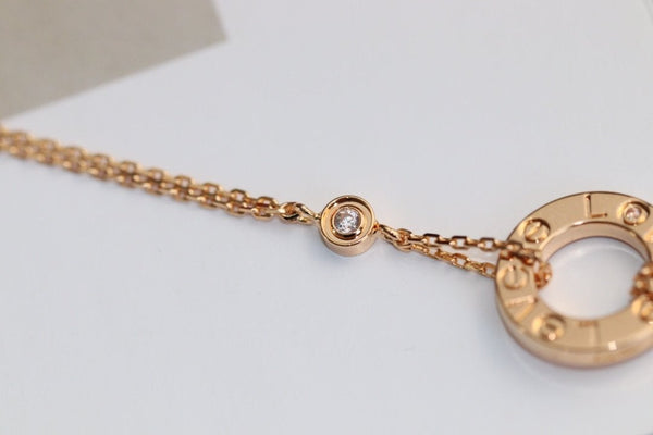 COLLANA LOVE REGOLABILE ORO ROSA 2 DIAMANTI 
