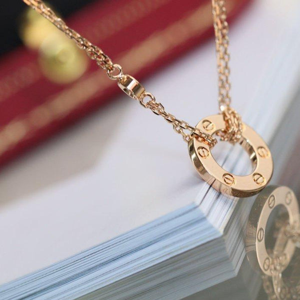 COLLANA LOVE REGOLABILE ORO ROSA 2 DIAMANTI 