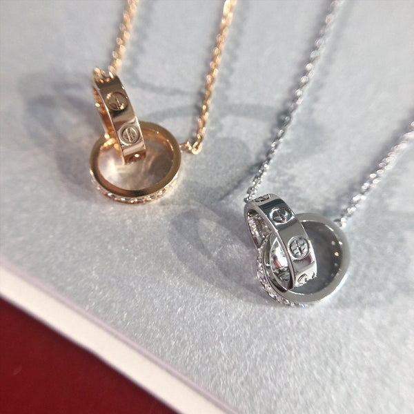 COLLANA LOVE ORO ROSA E ARGENTO DIAMANTE 