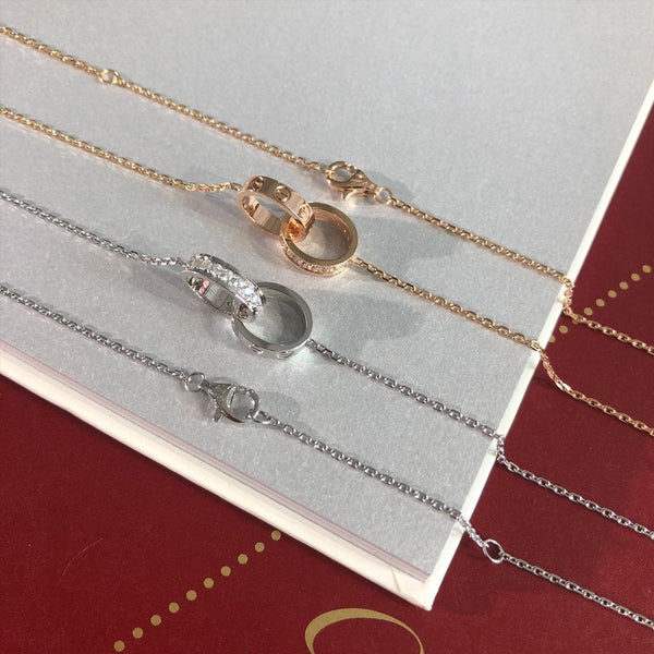 COLLANA LOVE ORO ROSA E ARGENTO DIAMANTE 