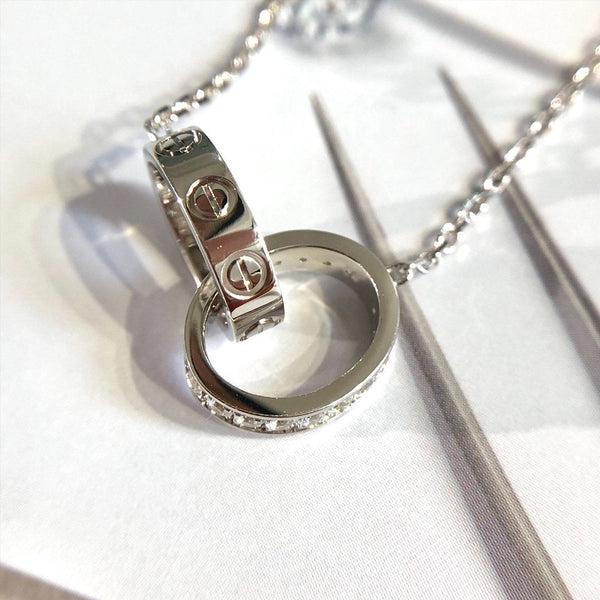 COLLANA LOVE ORO ROSA E ARGENTO DIAMANTE 