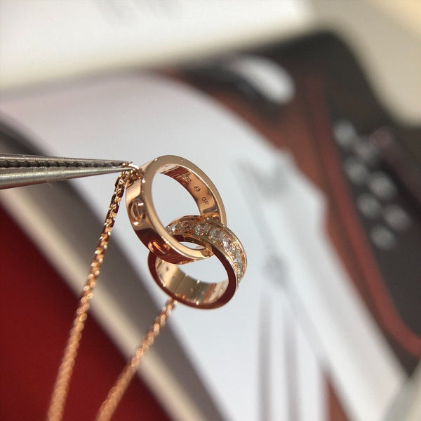 COLLANA LOVE ORO ROSA E ARGENTO DIAMANTE 