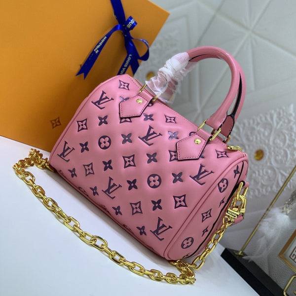 SPEEDY 22 ROSA NERO MONOGRAMMA IN PELLE DI AGNELLO RILIEVO