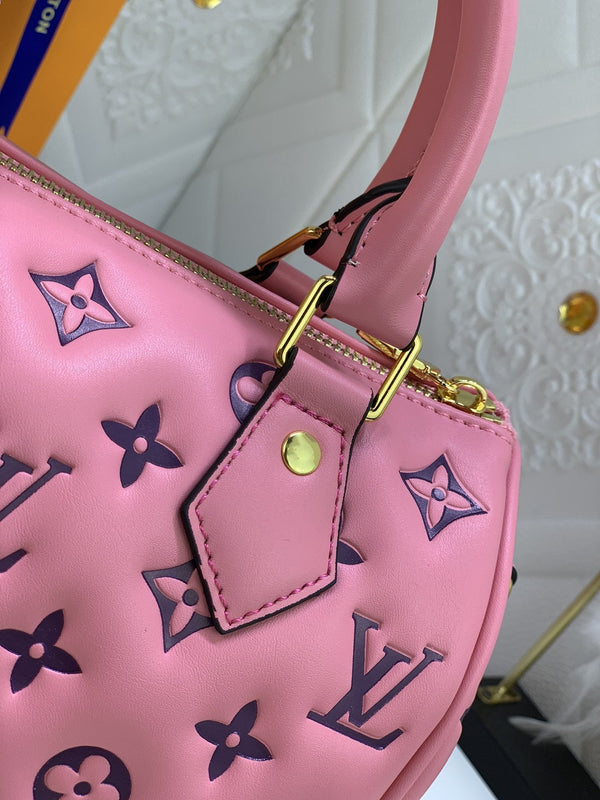 SPEEDY 22 ROSA NERO MONOGRAMMA IN PELLE DI AGNELLO RILIEVO