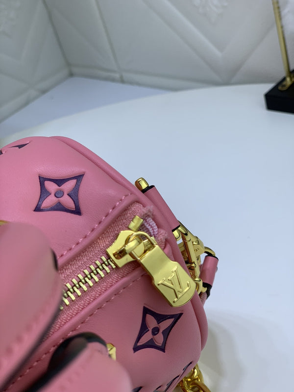 SPEEDY 22 ROSA NERO MONOGRAMMA IN PELLE DI AGNELLO RILIEVO