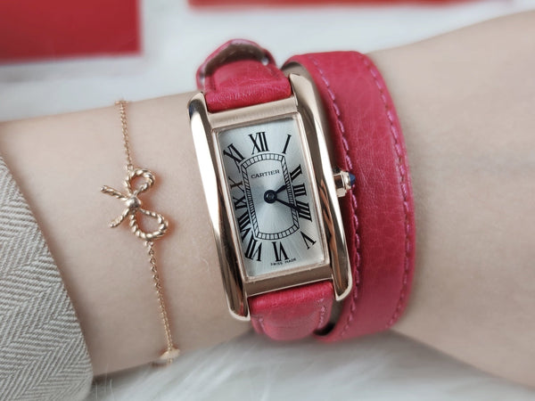 TANK AMERICAINE QUARTZ ORO ROSA QUADRANTE ARGENTO