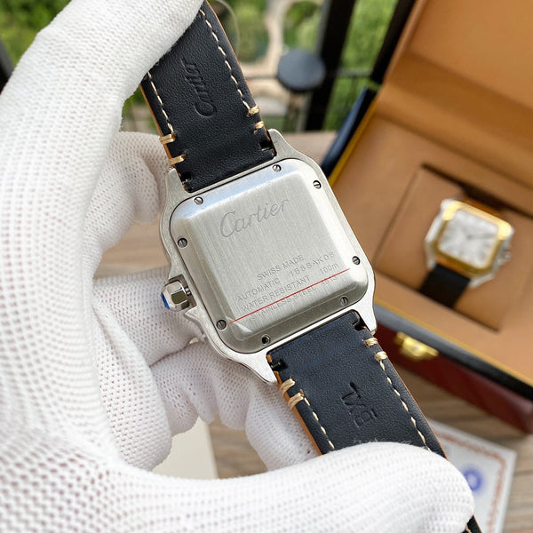 SANTOS 38MM ORO ACCIAIO AUTOMATICO PELLE 