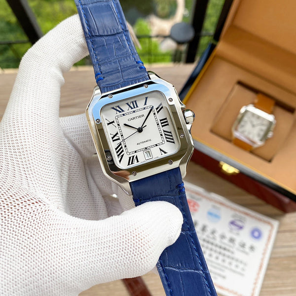 SANTOS 38MM ACCIAIO AUTOMATICO PELLE 