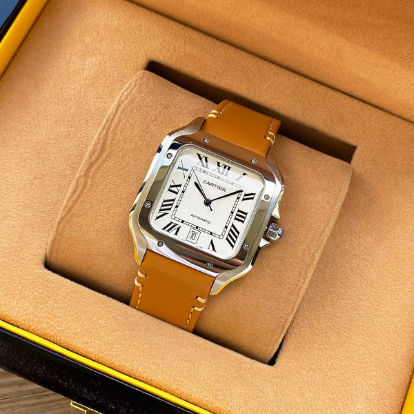 SANTOS 38MM ACCIAIO AUTOMATICO PELLE 