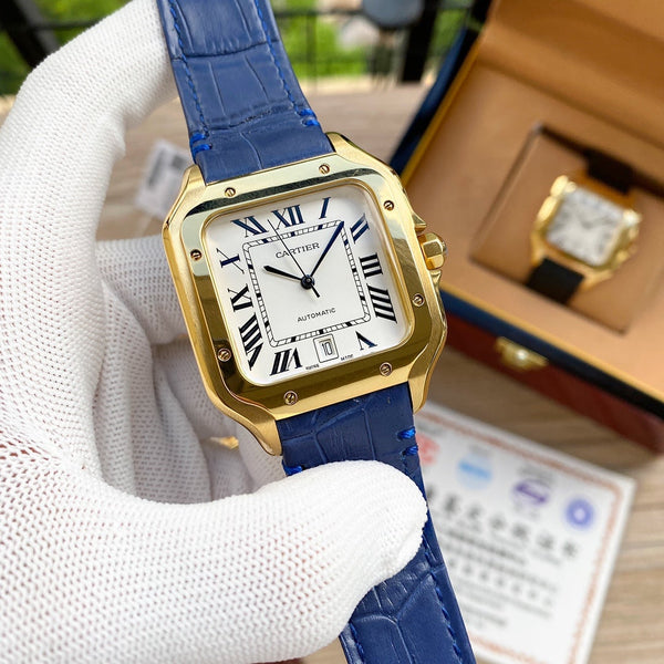SANTOS 38MM CASSA IN ORO AUTOMATICO PELLE 