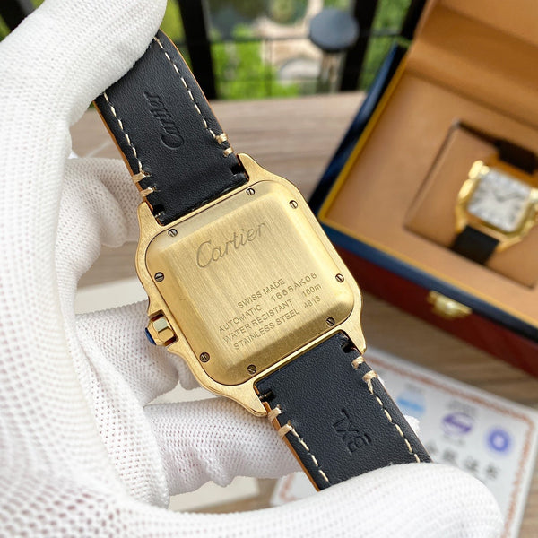 SANTOS 38MM CASSA IN ORO AUTOMATICO PELLE 