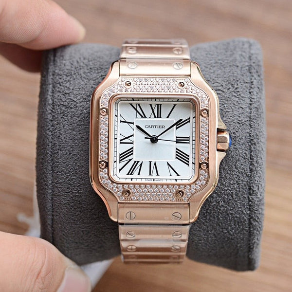 SANTOS LADY 35MM QUARZO 35MM ORO ROSA DIAMANTE 