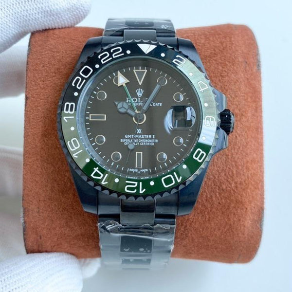 GMT-MASTER II CUSTOM CASSA NERA LUNETTA VERDE NERA 
