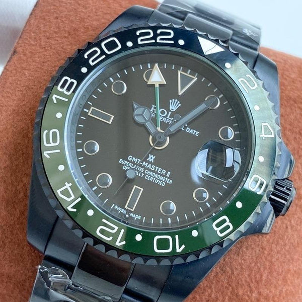GMT-MASTER II CUSTOM CASSA NERA LUNETTA VERDE NERA 