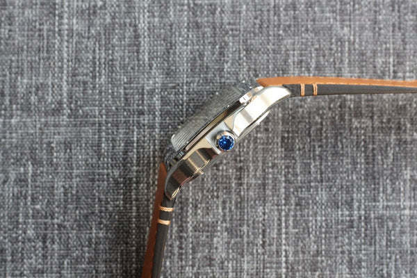 SANTOS 34MM CASSA IN ACCIAIO PELLE MARRONE 
