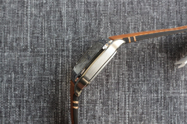 SANTOS 34MM CASSA IN ACCIAIO PELLE MARRONE 
