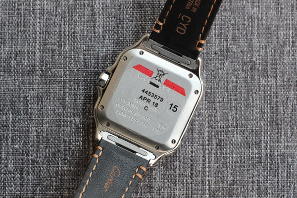 SANTOS 34MM CASSA IN ACCIAIO PELLE MARRONE 