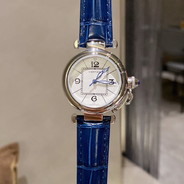 PASHA DE CARTIER 35MM QUARZO ACCIAIO QUADRANTE BIANCO 