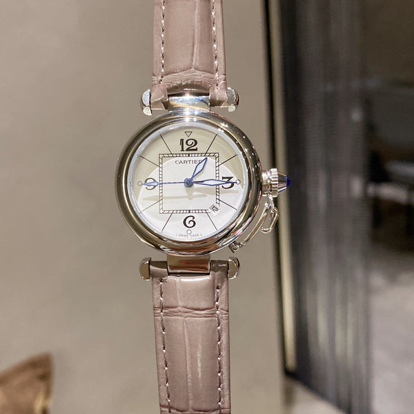 PASHA DE CARTIER 35MM QUARZO ACCIAIO QUADRANTE BIANCO 
