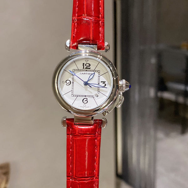 PASHA DE CARTIER 35MM QUARZO ACCIAIO QUADRANTE BIANCO 