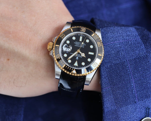 SUBMARINER DATE 40 STEEL CASE GOLD BLACK CERAMIC LEATHER
