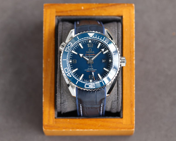 SEAMASTER PROFESSIONAL PLANET OCEAN 600M BLUE CERAMIC BLACK LEATHER