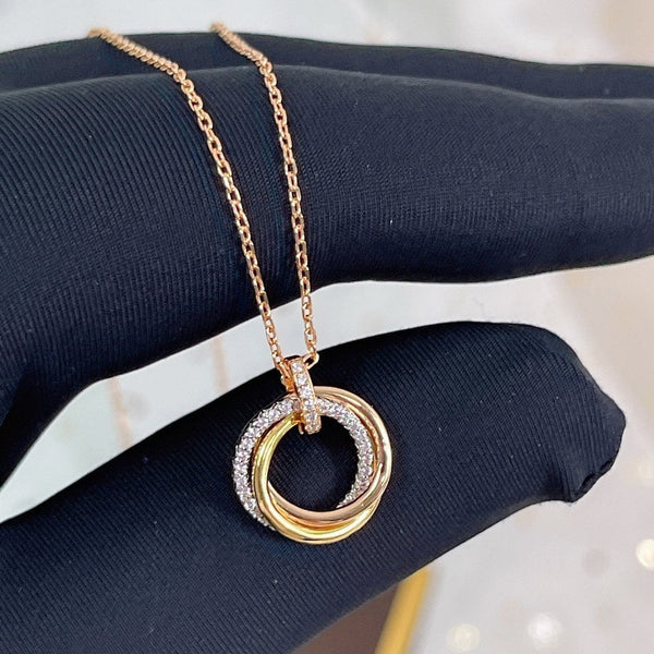 COLLANA TRINITY ARGENTO ORO ORO ROSA DIAMANTI 