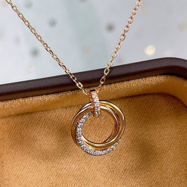 COLLANA TRINITY ARGENTO ORO ORO ROSA DIAMANTI 