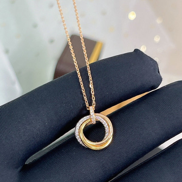 COLLANA TRINITY ARGENTO ORO ORO ROSA DIAMANTI 