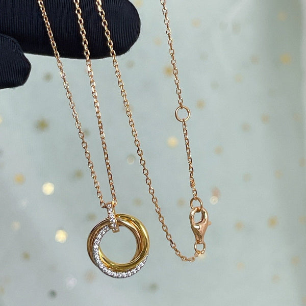 COLLANA TRINITY ARGENTO ORO ORO ROSA DIAMANTI 