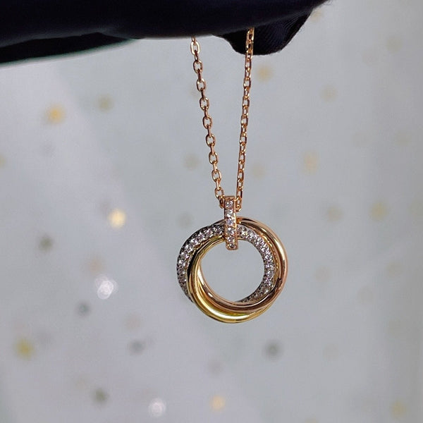 COLLANA TRINITY ARGENTO ORO ORO ROSA DIAMANTI 
