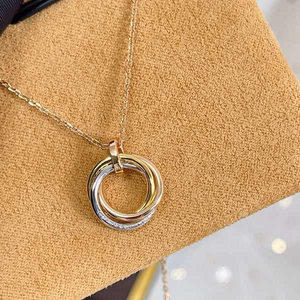 COLLANA TRINITY ARGENTO ORO ORO ROSA DIAMANTI 