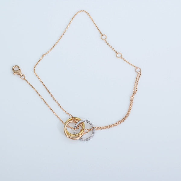 BRACCIALE TRINITI ORO ARGENTO ORO ROSA DIAMANTI 